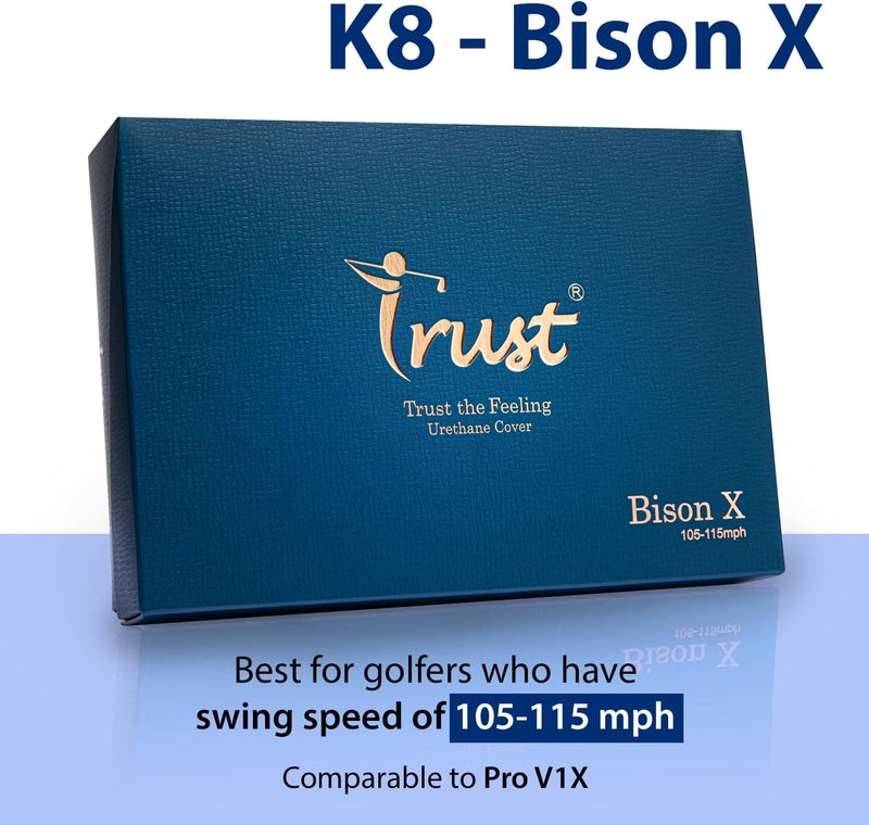 Trust Golf Ball I K8 Bison I Urethane Cover with Reactive Core I 3-Pcs I for Different Swing Speed I 12, 48, or 100 Balls I - Image 2